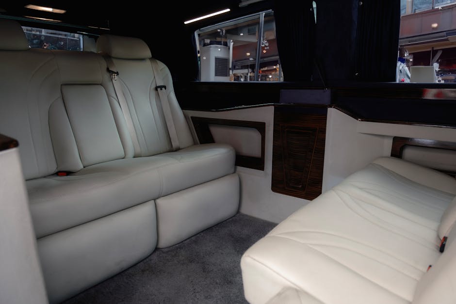 Interior of a luxury Sprinter van with comfortable seating and amenities - vip transport Interior of a luxury Sprinter van with comfortable seating and amenities - vip transport