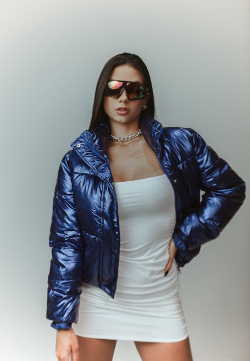 Woman in Sunglasses and Blue Jacket