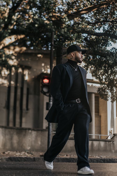 Bearded Model in Turtleneck Sweater and Suit