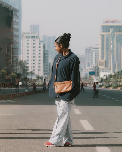 Woman with Bag on Street