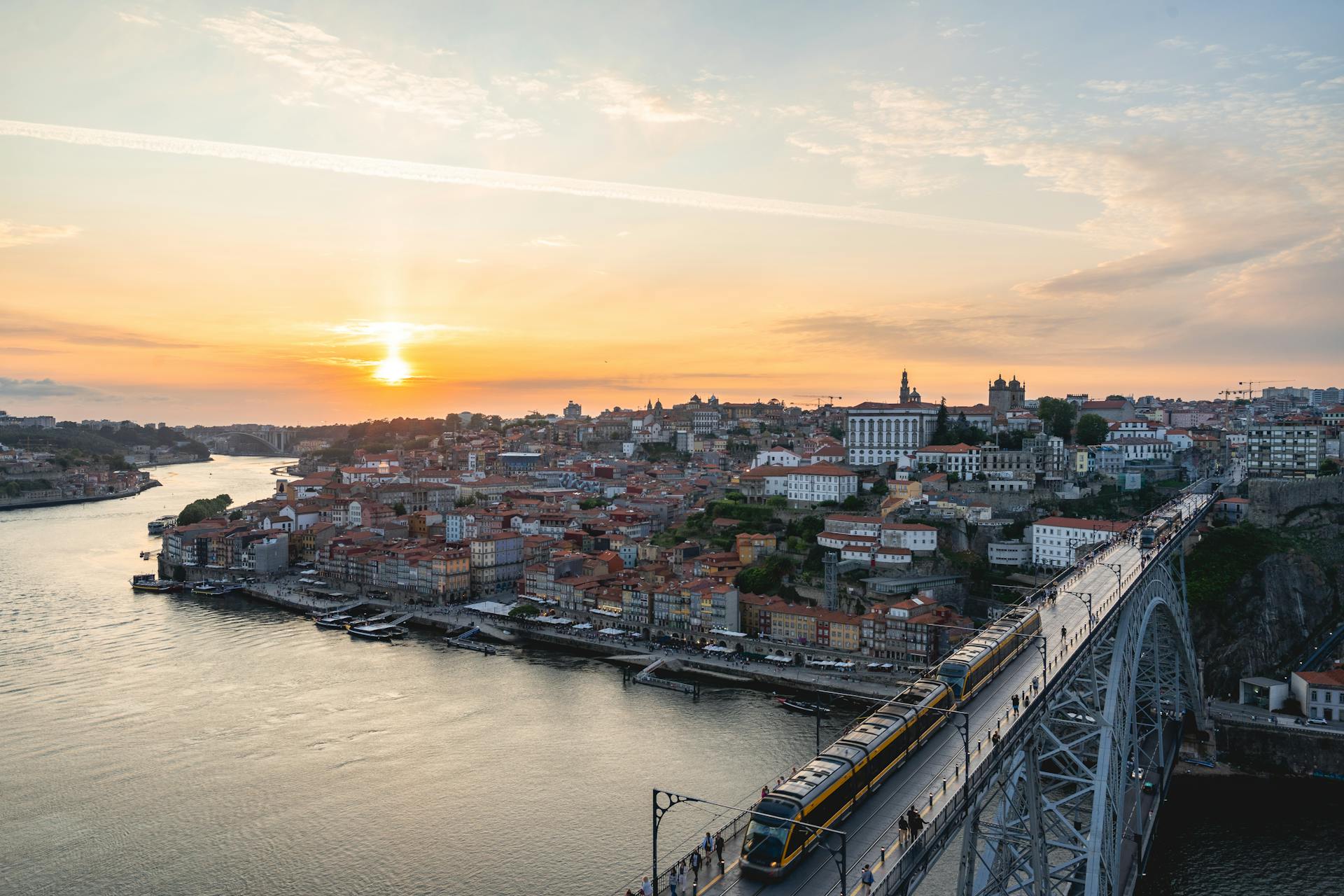 Viewpoint trom the city of porto during sunrise, Porto, Portugal june 20 2023.