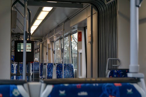 Empty Blue Vehicle Seat