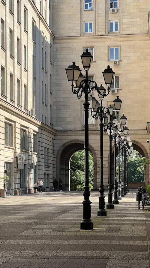 Decorative Street Lamps in a City 