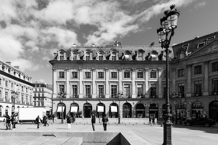 Vintage Building On Square In Paris