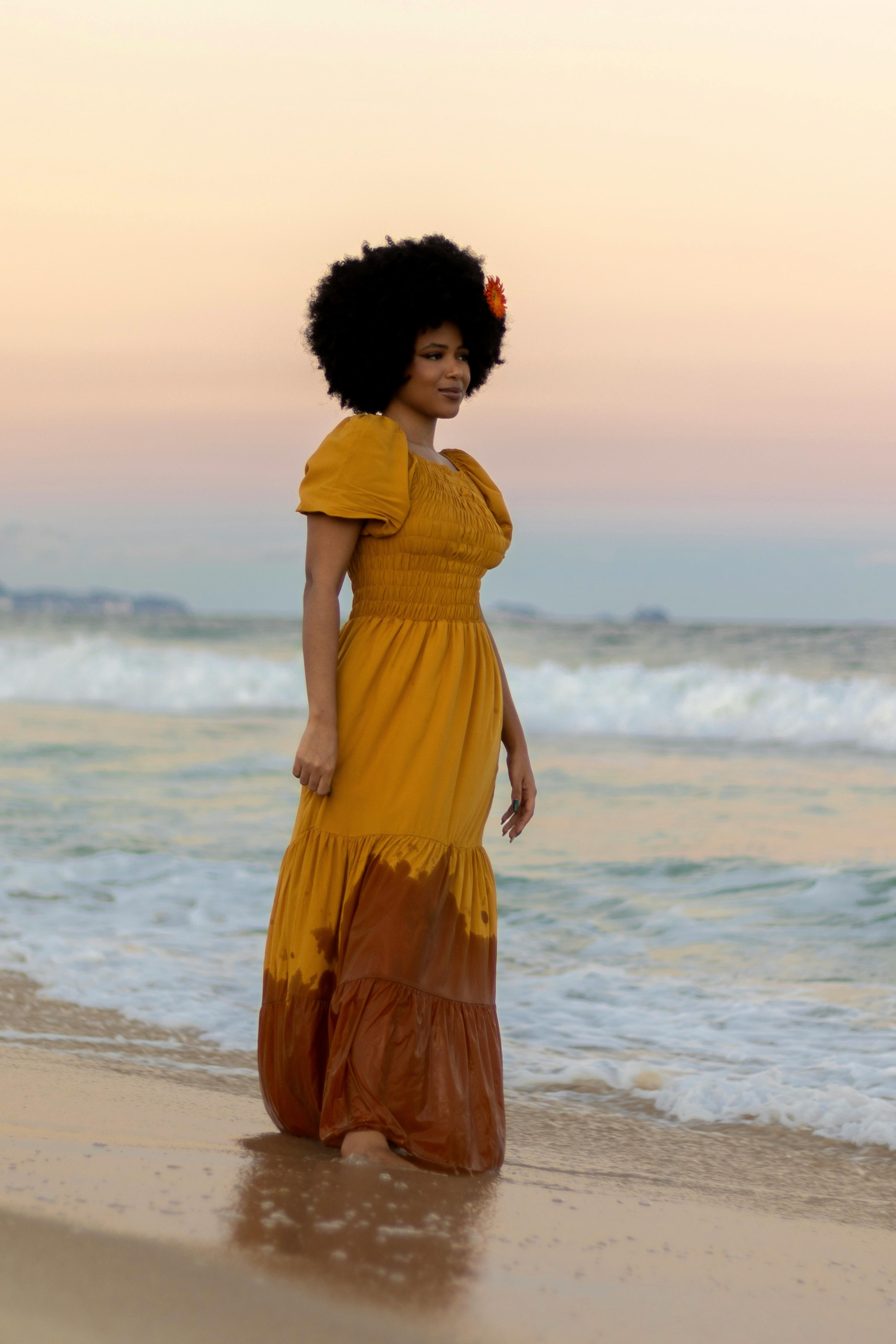 Yellow sales dress beach