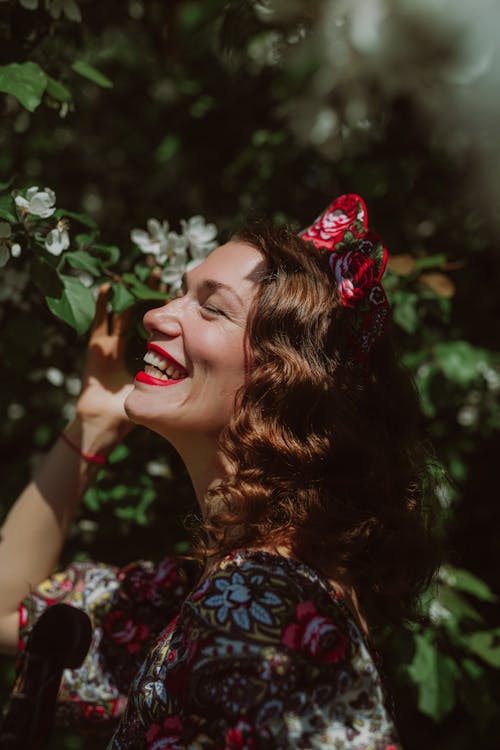 Sunlit Face of Smiling Woman