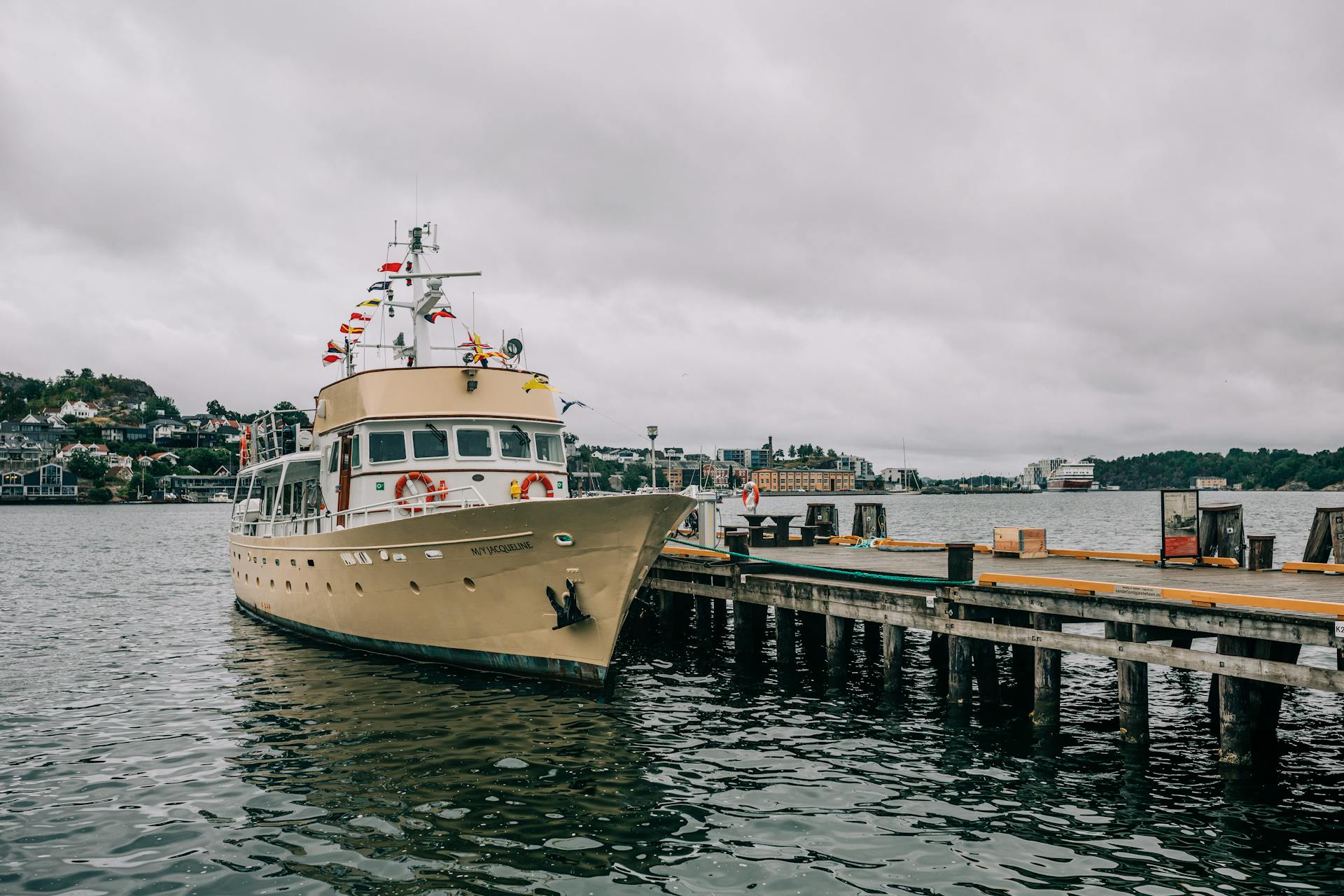 A Yacht Moored to the Pier in Sandefjord, Norway
