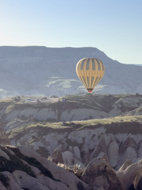 Hot Air Balloon over Rock Formations in Cappadocia