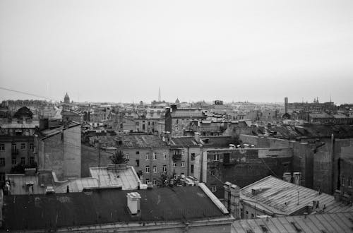 Black and White Photo of a City 
