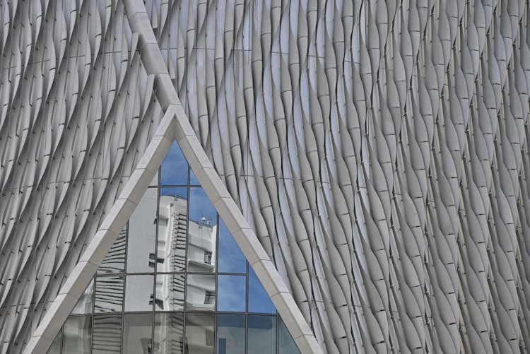 Refection Of A Building In The Xiqu Centre Facade, Hong Kong, China 