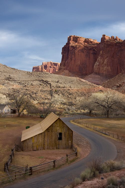 A Wooden House by the Road in Capitol Reef National Park, Utah, United States 