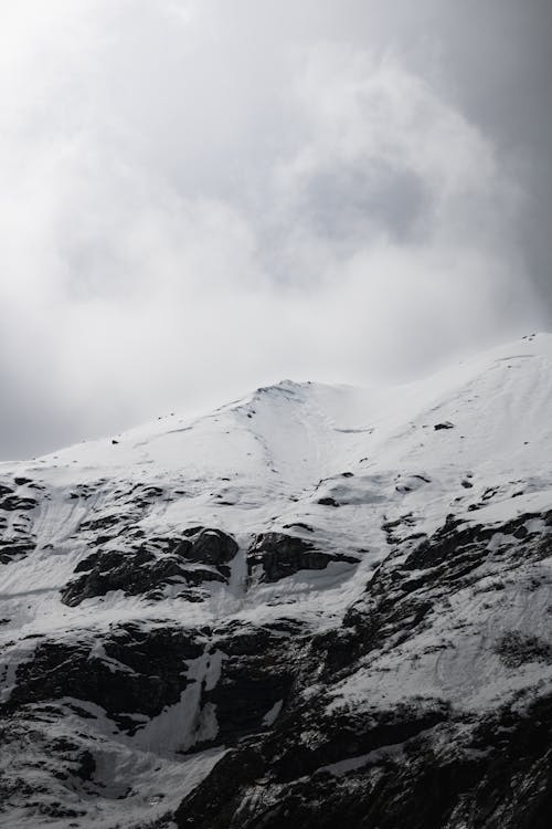 A person standing on top of a snowy mountain