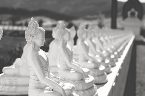 Buddha Figures in Black and White