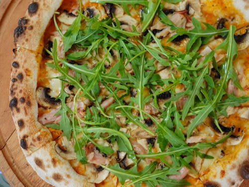 Pizza with Arugula Leaves