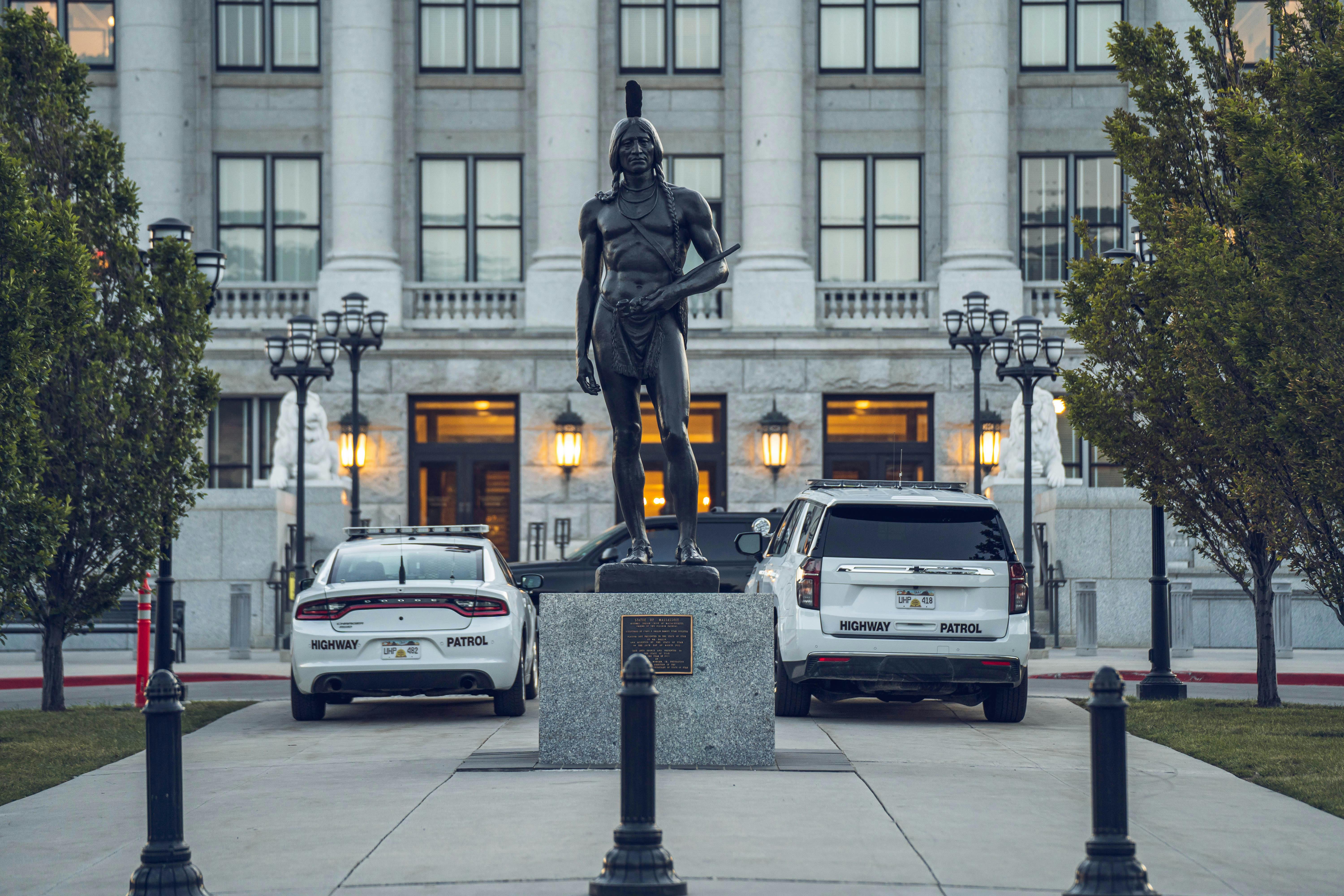 Statue of a Native American Man in Salt Lake City