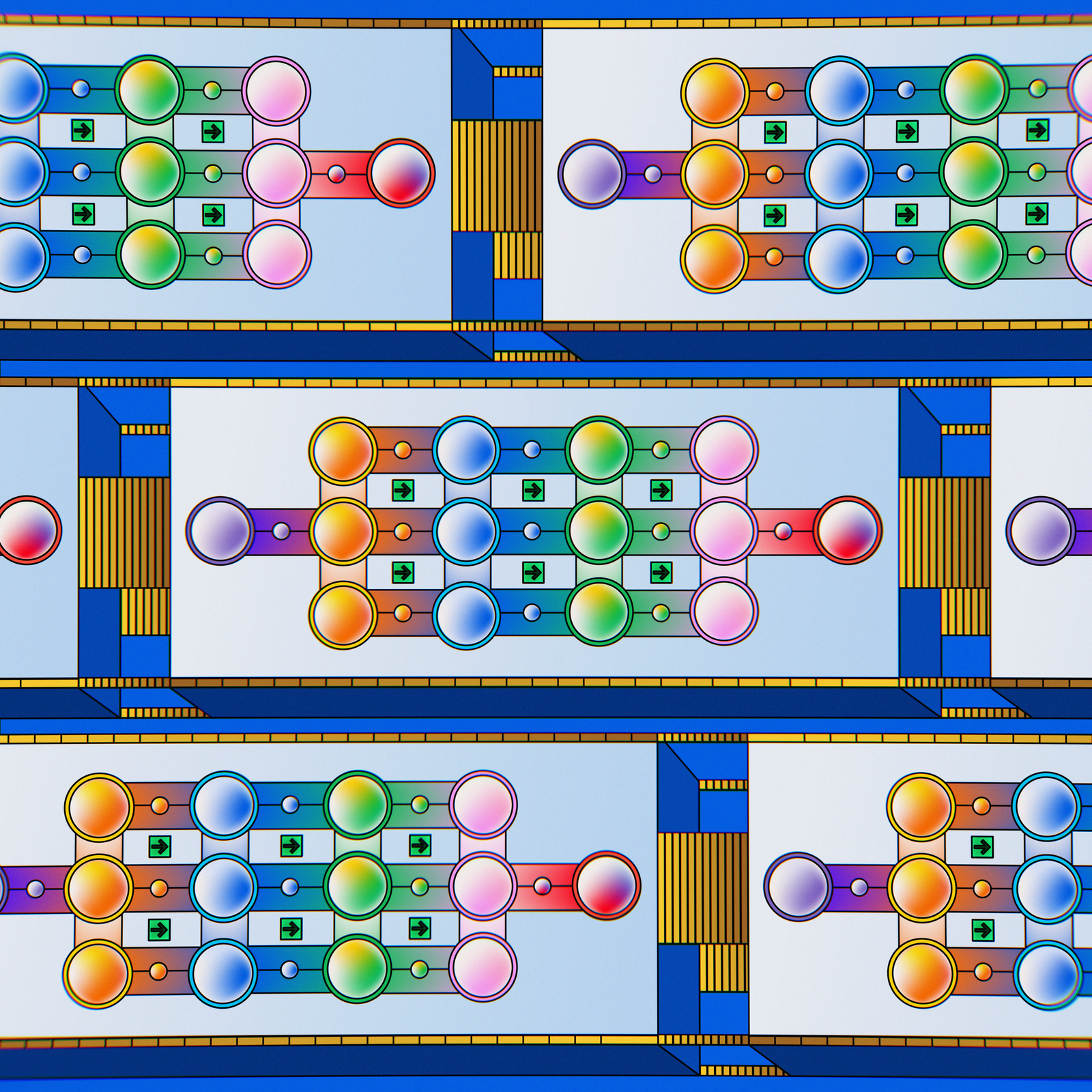 Artist's illustration inspired by AI chip design and computer vision