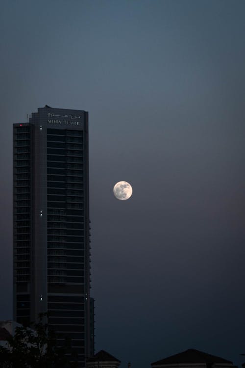 달 사진, 도시의, 미적 배경의 무료 스톡 사진