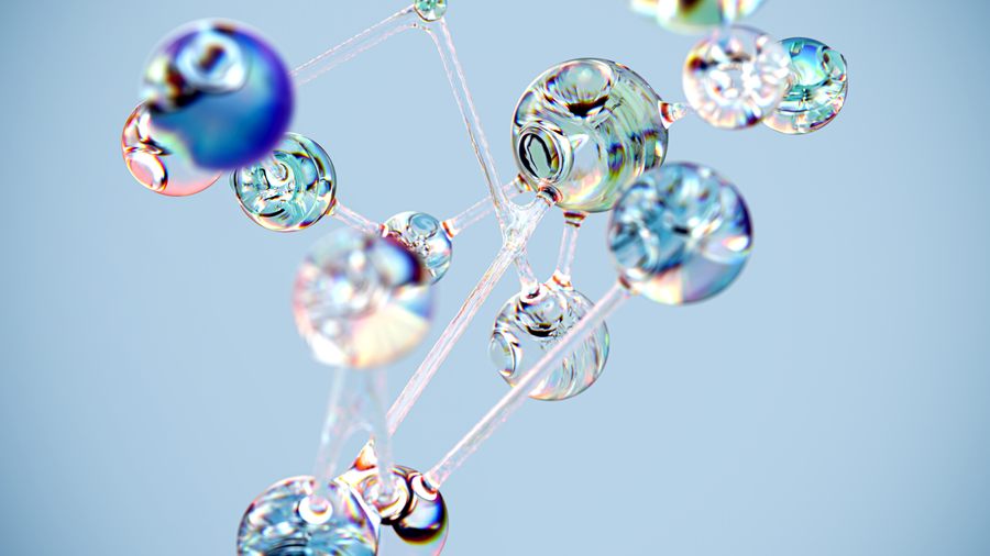 Abstract flowing glass-like structure in blue