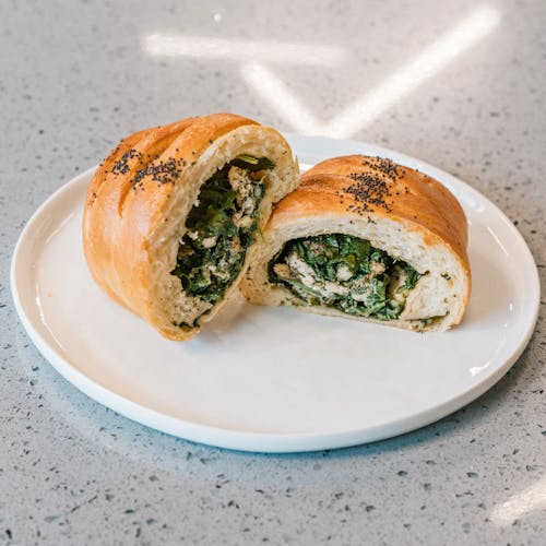 Bread with Vegetables on Plate