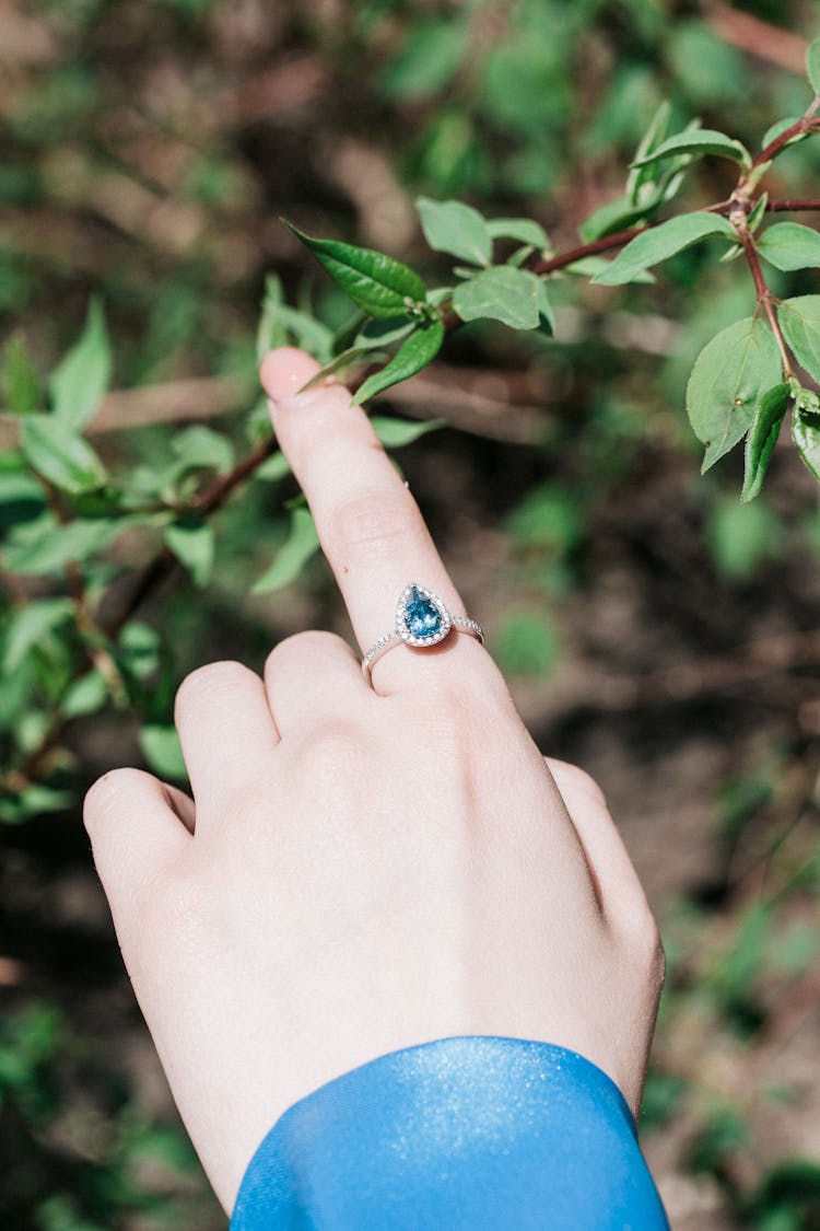 Ring With Jewel On Woman Hand