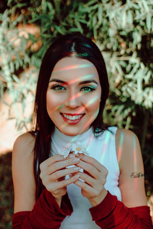 Smiling Brunette with Light on her