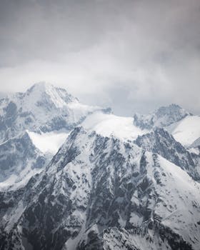 Striking image of snow-clad peaks in the Hintertux, Tirol region of Austria.