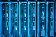 Box Server Illuminated on Blue