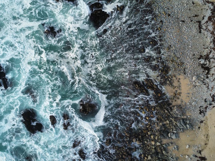 Waves Crashing Against Shore