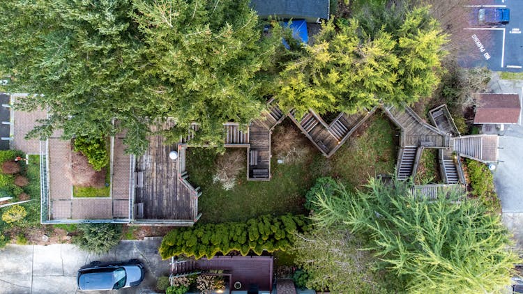 Wooden Stairs Seen From Above