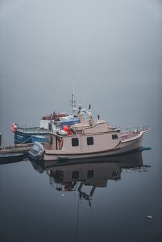 misty grey harbor water