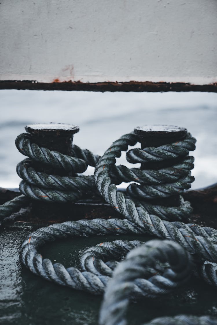 Ropes Tied On Boat