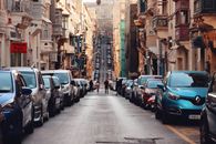 Captivating view of a bustling street in historic Valletta, Malta.