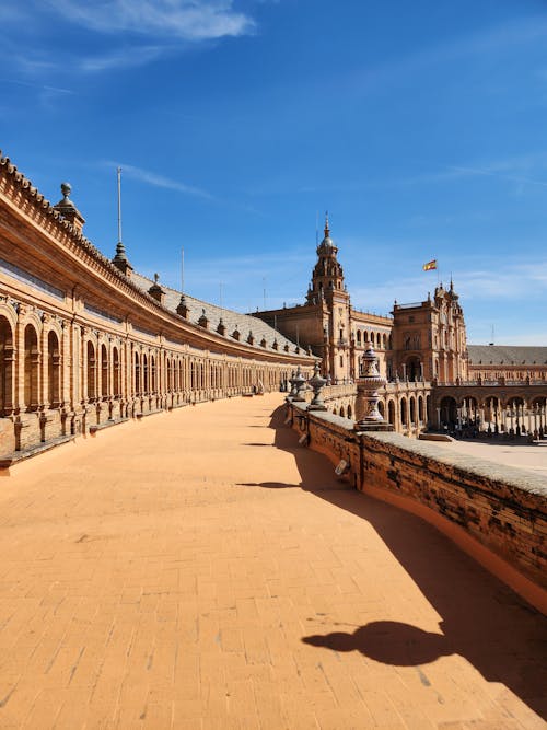 Sunlit Plaza de Espana in Seville