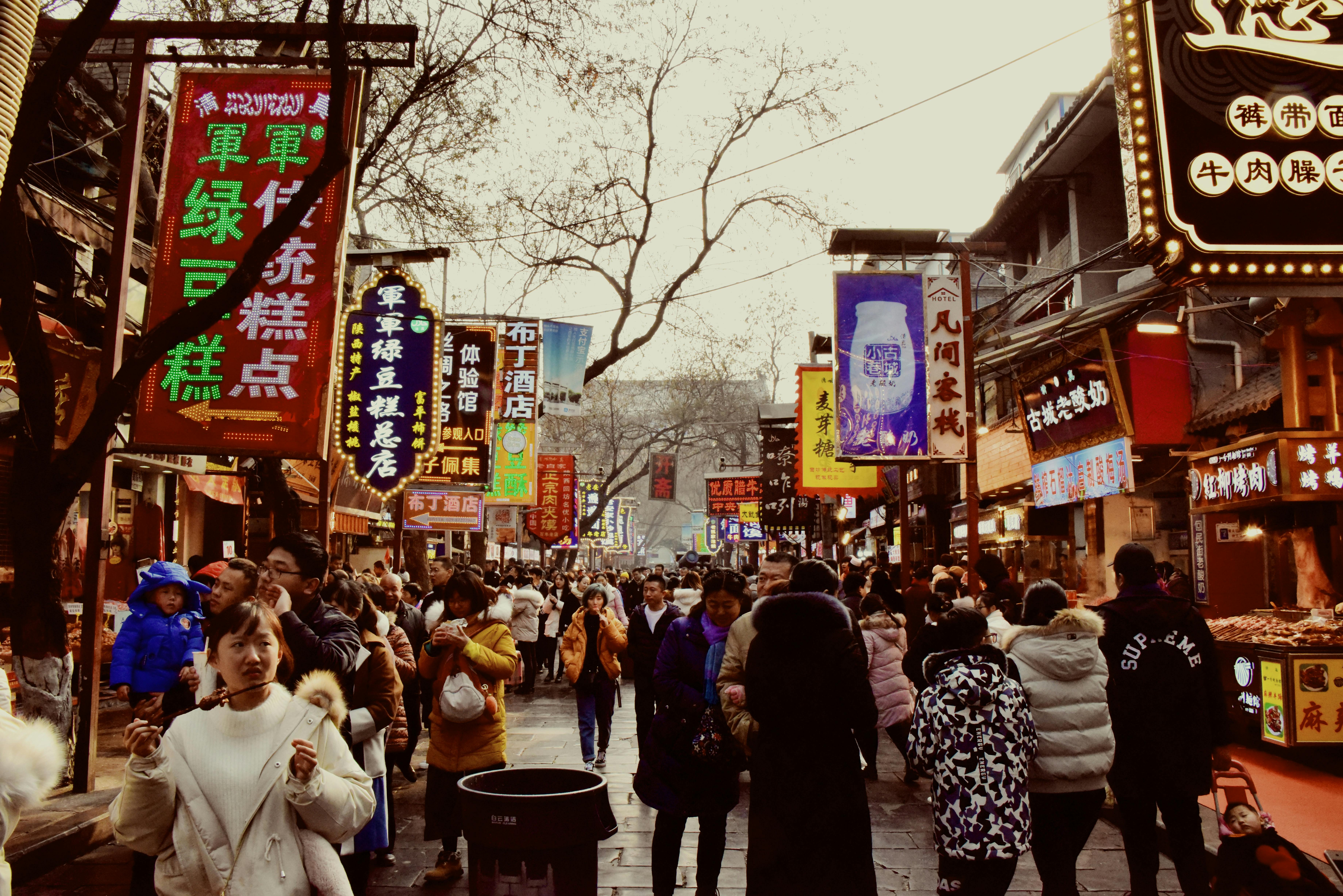 Free stock photo of chinese street market, winter street market