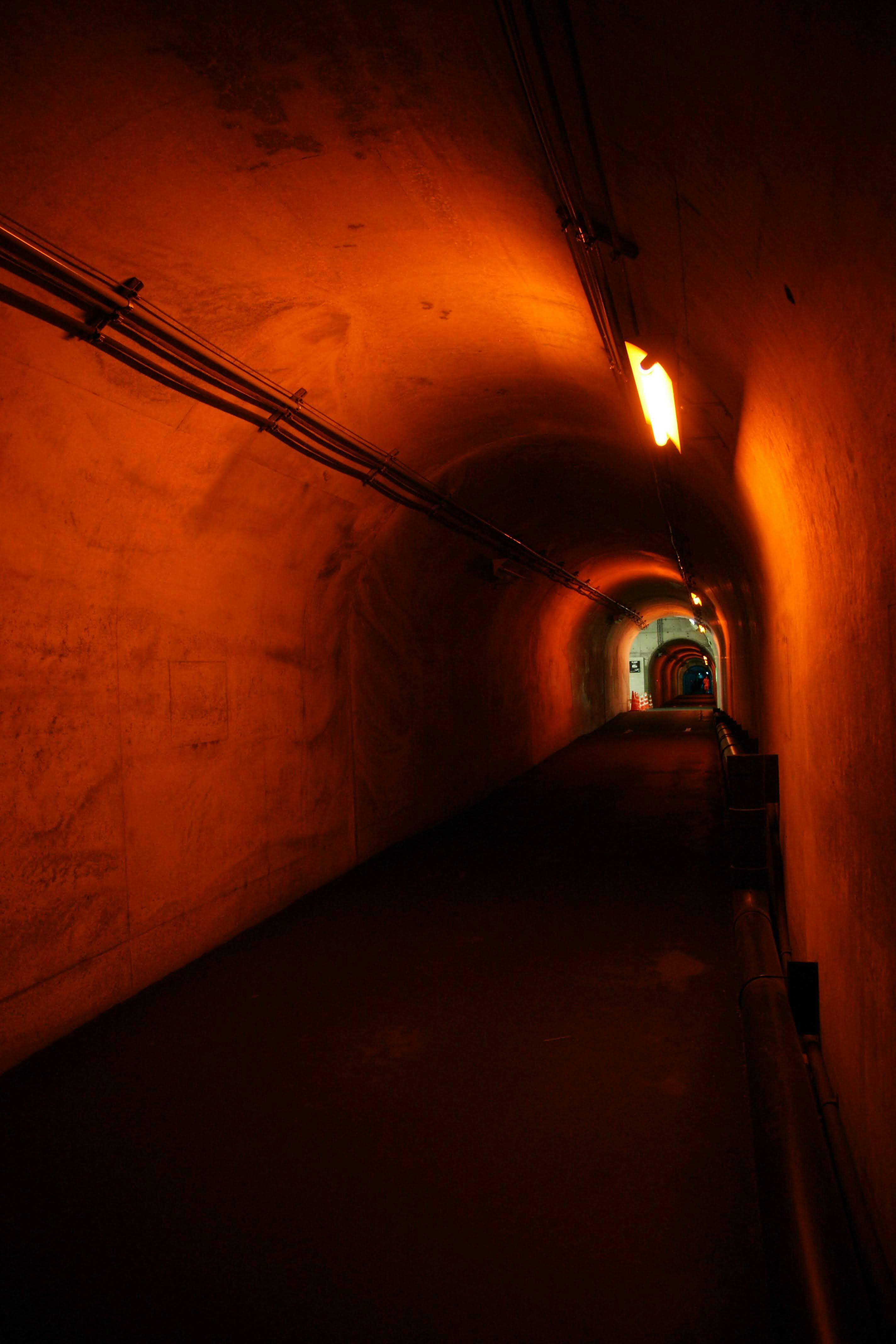 long illuminated tunnel