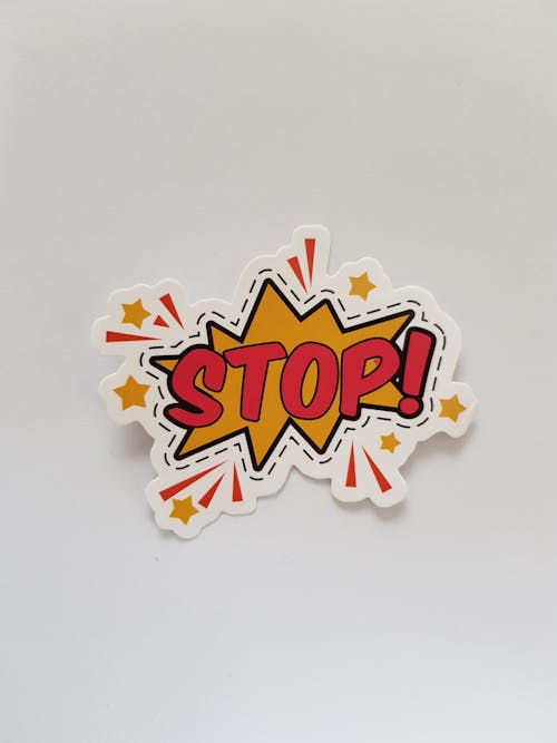 Red and Yellow Stop! Sticker