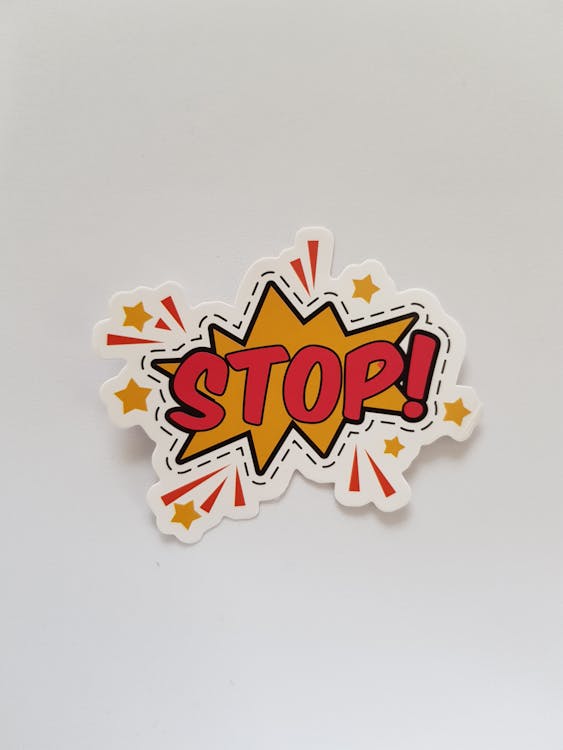 Red and Yellow Stop! Sticker