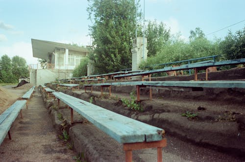 Old Benches for Spectators at Sports Field