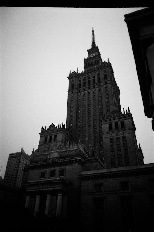 Palace of Culture and Science in Warsaw in Black and White