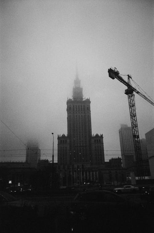 Fog over Palace of Culture and Science in Warsaw