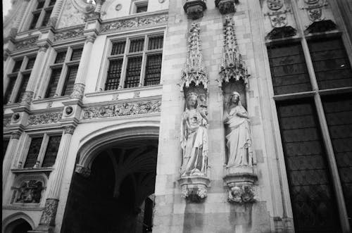 Ornamented Church Wall in Black and White