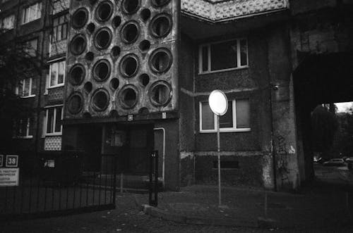 Apartments in Building in Black and White