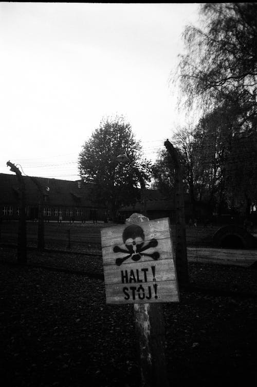 Warning Sign near German Concentration Camp in Poland