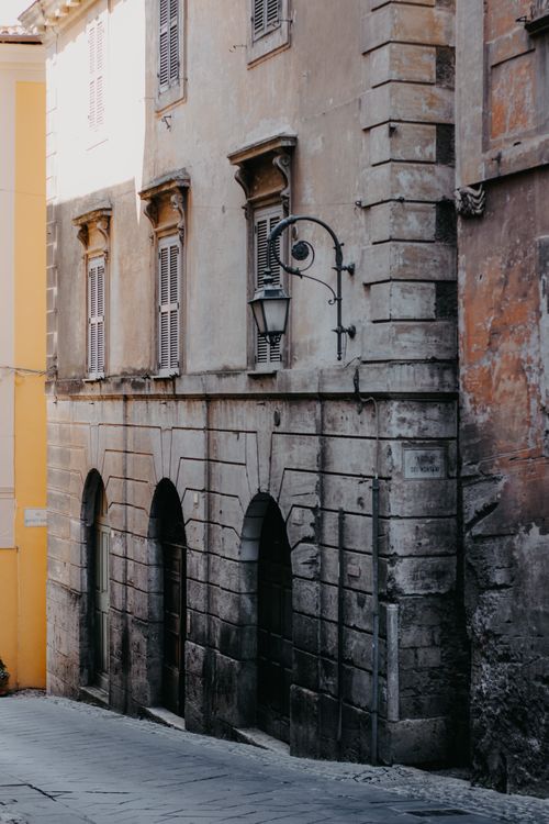 Free Historic building facade on a quaint old town street with vintage charm and urban appeal. Stock Photo
