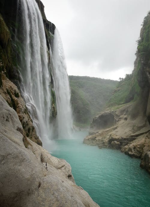 Watefall on Rocks over River