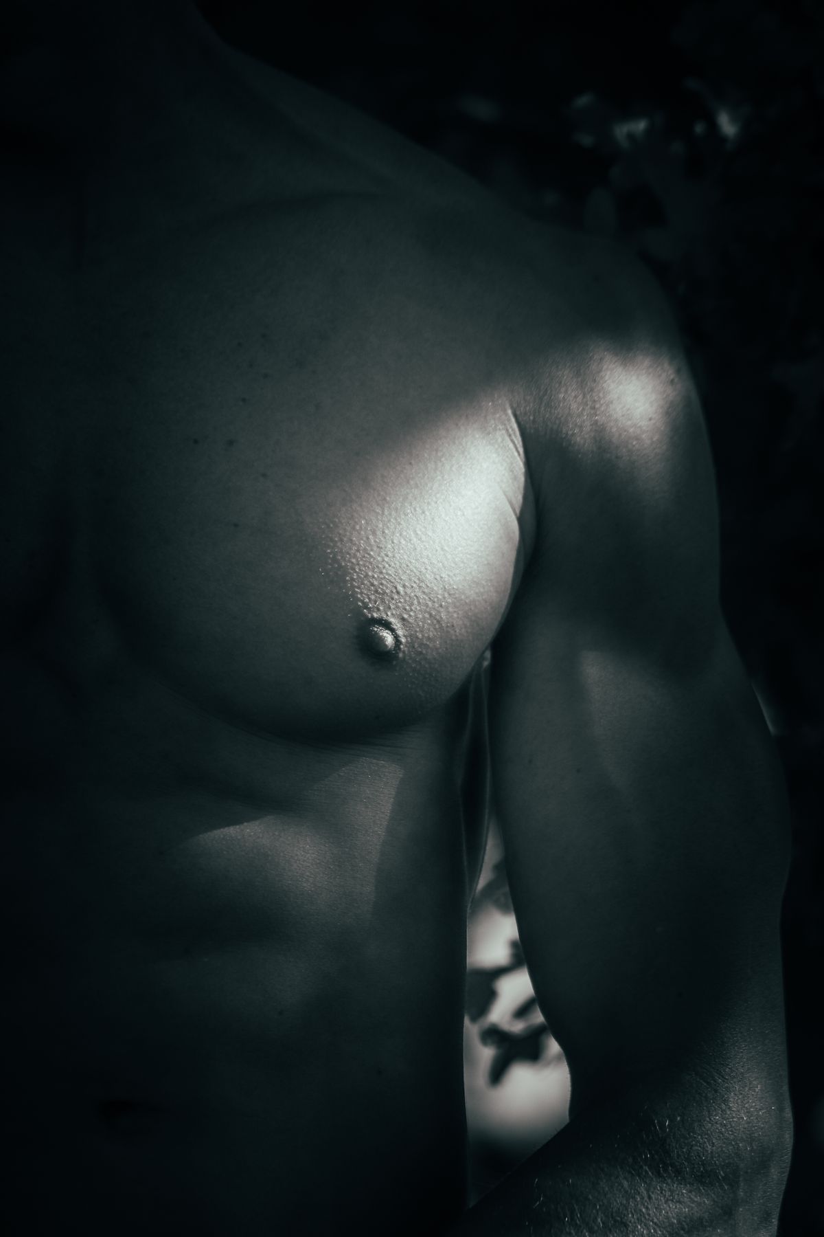 Male chest before gynecomastia surgery