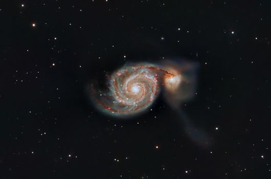 Beautiful image of Whirlpool Galaxy (M51) showcasing its spiral structure and celestial beauty.