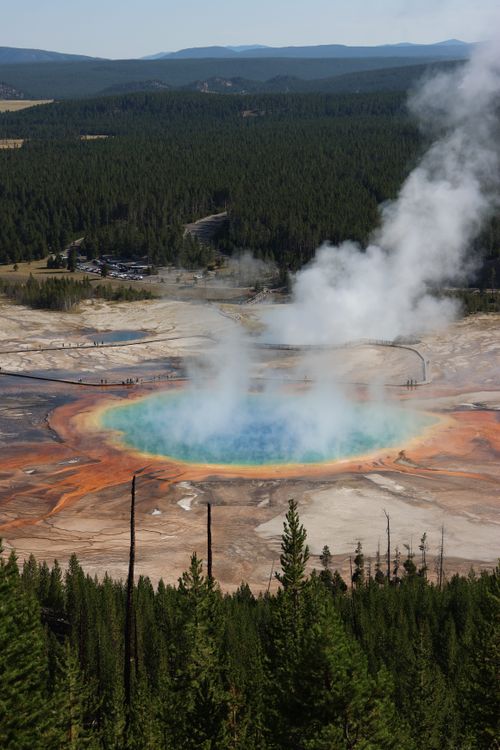 Free Stunning aerial view of Grand Prismatic Spring in Yellowstone National Park, Wyoming. Stock Photo