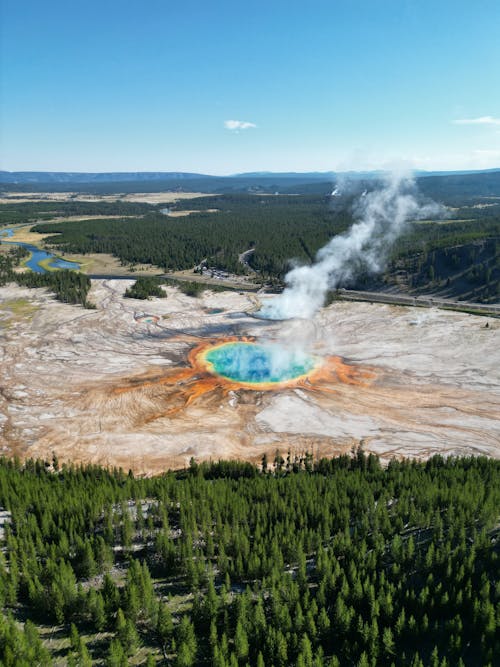 Aerial View of the Yellowstone Caldera in Yellowstone National Park, Wyoming, USA