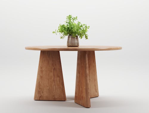 A Wooden Table with a Houseplant on Top 